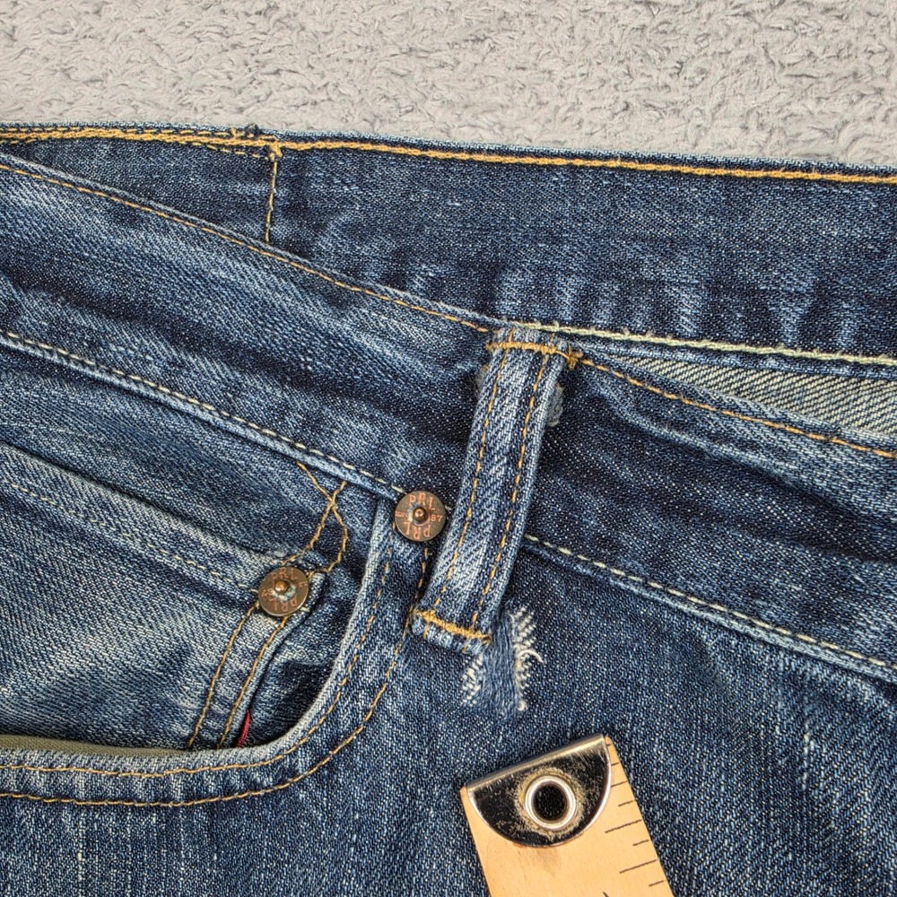 Polo Ralph Lauren 867 Jeans Mens 36x30 Blue Classic Fit Straight Leg Distressed - Picture 4 of 13